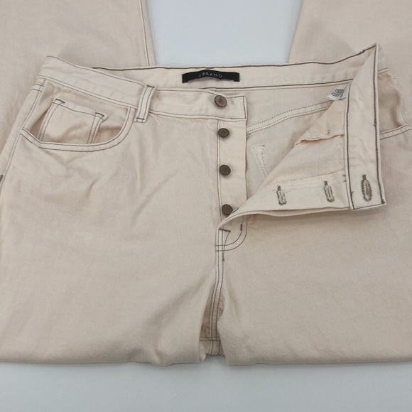 J Brand Wynne 100% Cotton High Rise Button Fly Crop Raw Hem Straight Jeans 32 - Picture 11 of 15
